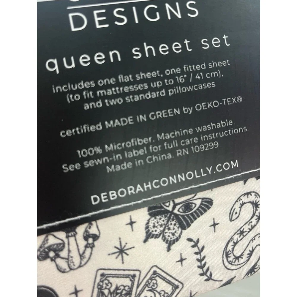 Deborah Connolly Designs Halloween Bat Potion Witch Hat Snake Sheet Set (Queen)